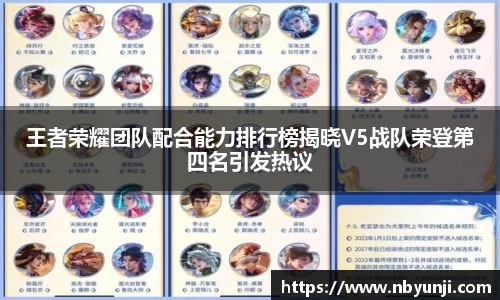 王者荣耀团队配合能力排行榜揭晓V5战队荣登第四名引发热议
