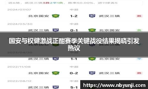 国安与权健激战正酣赛季关键战役结果揭晓引发热议